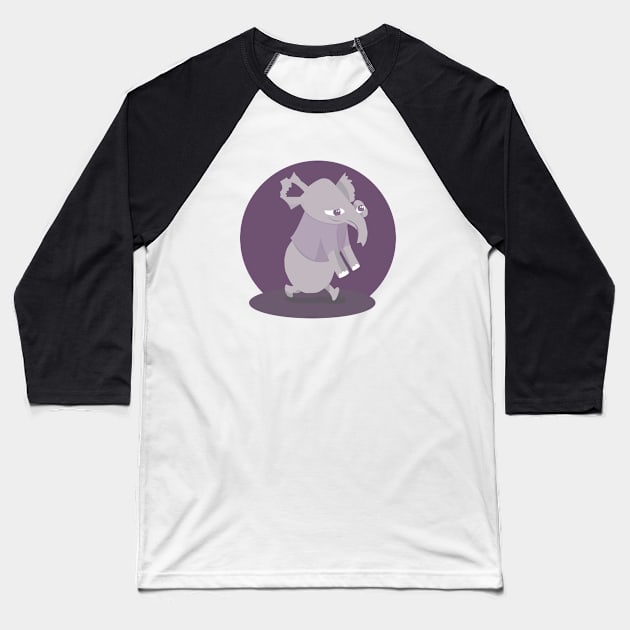 elephant Baseball T-Shirt by Lins-penseeltje